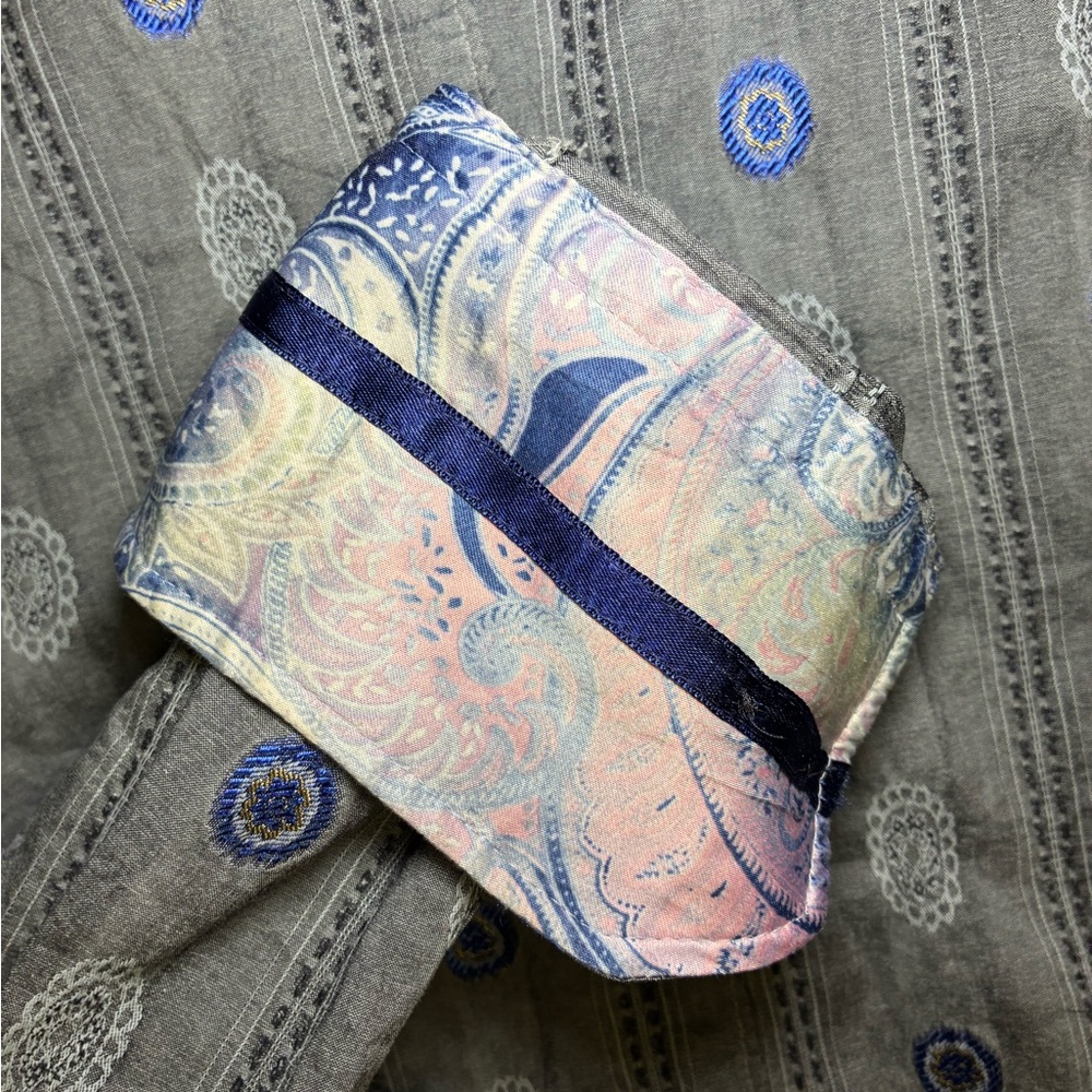 Visconti Mens 3XLT Grey Embroidered Medallion Stripe Button Down Shirt Paisley - Picture 5 of 7